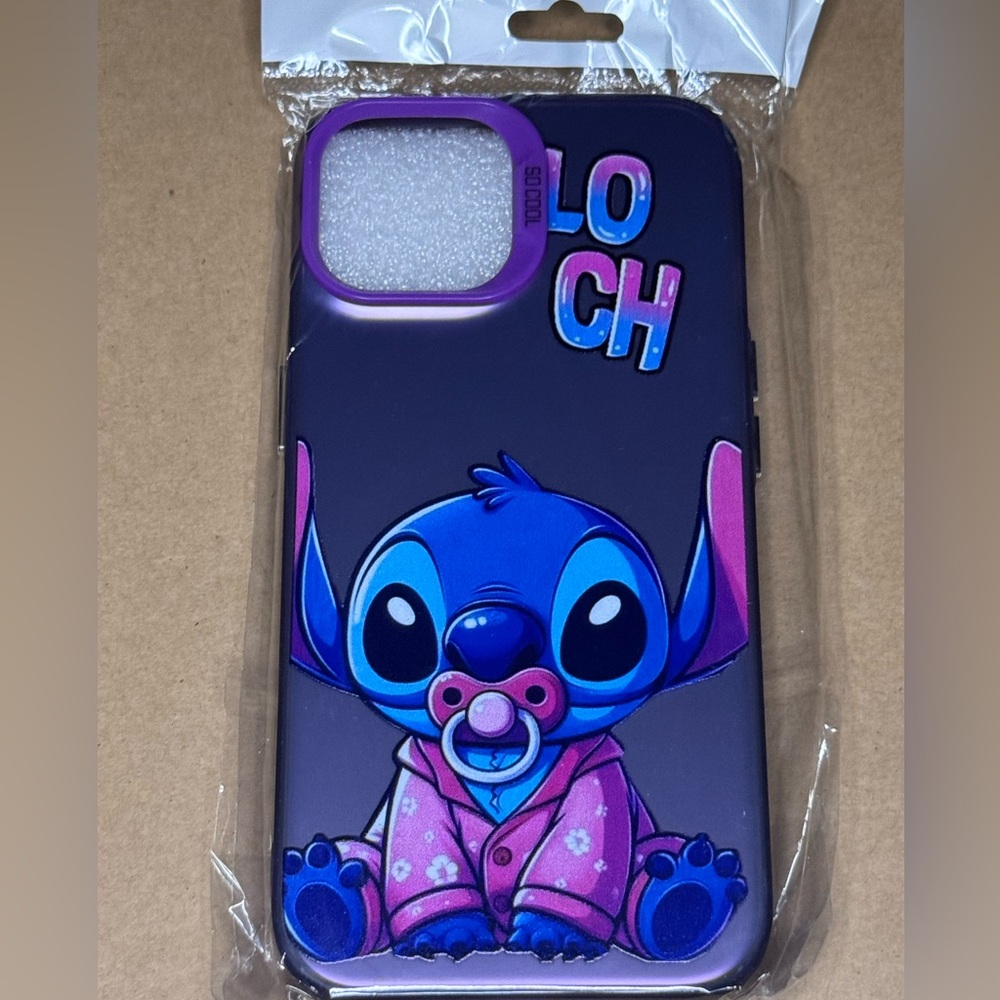 Stitch iPhone Case with Purple and Blue Design For iPhone 15